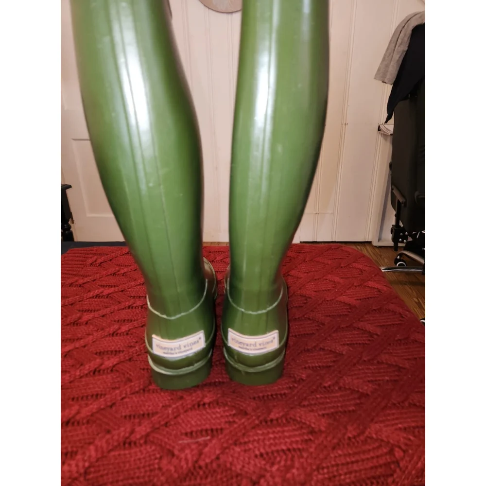 Vineyard Vines Classic Whalies Rain Boots Green Womens 6 Waterproof - Picture 2 of 3